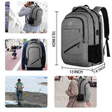 Travel Laptop Backpack,TSA Large Travel Backpack for Women Men, 17 Inch Business Flight Approved Carry On Backpack with USB Charger Port and Luggage Sleeve, MATEIN Durable College School Bookbag,Grey