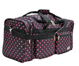 Lovely, Fashionable Polka Dots Duffle Bag/Gym Bag/Travel Bag Size 25" (Black/Pink Dots)