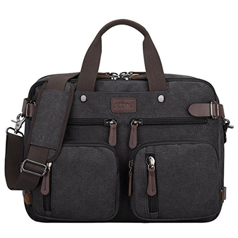 S-Zone 3-Way Vintage Laptop Backpack Messenger Shoulder Bag Hybrid Briefcase Bookbag Rucksack