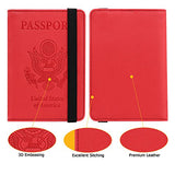 Passport Holder Cover Wallet Case - DESERTI BRANDS Leather RFID Blocking For Women Men - Red