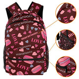 LORVIES Sweet Donuts Desserts Macaroons Hearts Love Pattern Lightweight School Classic Backpack Travel Rucksack for Girls Women Kids Teens