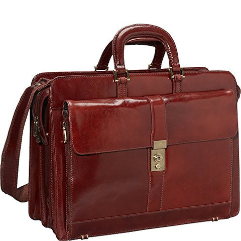 Mancini Luxurious Italian Leather Laptop Briefcase - Brown