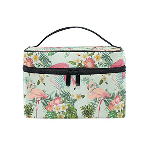 Makeup Bag Summer Flower Flamingo Travel Cosmetic Bags Organizer Train Case Toiletry Make Up Pouch