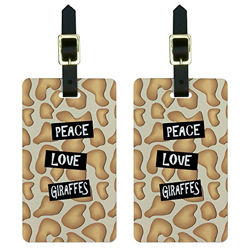 Peace Love Giraffes Luggage Tags Suitcase Carry-On Id Set Of 2