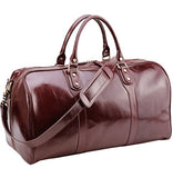 Polare 21" Real Italian Leather Weekender Travel Overnight Luggage Duffel Bag