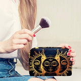 LORVIES Makeup Bag Toiletry Bag for Women Celestial Moon And Sun Skincare Cosmetic Handy Pouch Zipper Handbag