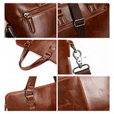 Business Laptop Briefcase Handbag Berchirly PU Leather Computer Messenger Shoulder Bag For Men