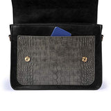 ECOSUSI Women Vintage PU Leather Messenger Shoulder Satchel Bag, Black