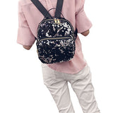 ABage Women's Mini Backpack Purse Chic Sequin PU Leather School Casual Daypacks, Black