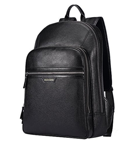 BISON DENIM Classic School Laptop Backpack Genuine Leather Book Bag College Travel Hiking Daypack