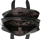 Polare Men'S Real Soft Napa Leather 17'' Briefcase Laptop Business Bag Black