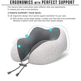 MLVOC Travel Pillow 100% Pure Memory Foam Neck Pillow, Comfortable & Breathable Cover, Machine Washable, Airplane Travel Kit with 3D Contoured Eye Masks, Earplugs, and Luxury Bag, Standard, Gray