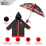 Disney Umbrella and Slicker Set, Toddler or Little Girl Rainwear Ages 2-7, Minnie Mouse Black, Small, Age 2-3