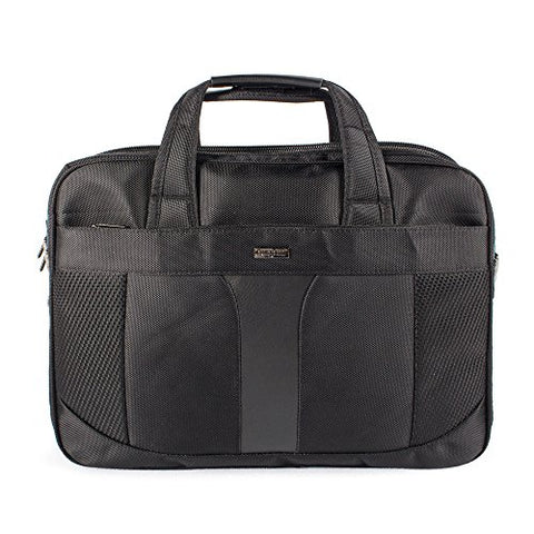 Bugatti Gregory Executive Briefcase, 600D Nylon with Synthetic Leather, Black