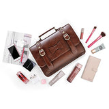 Ecosusi Women Vintage Faux Leather Messenger Shoulder Satchel Weekender Fashion Bag, Dark Brown