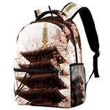 LORVIES Asakusa Japanese Cherry Lightweight School Classic Backpack Travel Rucksack for Girls Women Kids Teens