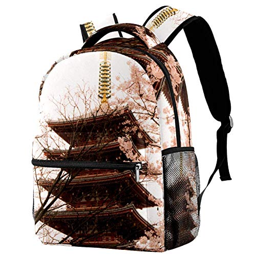 LORVIES Asakusa Japanese Cherry Lightweight School Classic Backpack Travel Rucksack for Girls Women Kids Teens