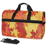 Travel Tote Luggage Weekender Duffle Bag, Autumn Maple Leaves Fall Red Orange Large Canvas shoulder