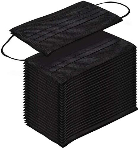 Face Mask Black Disposable Breathable Dust Filter Masks with Elastic Ear Loop for Men & Women (50pcs)