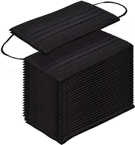 Face Mask Black Disposable Breathable Dust Filter Masks with Elastic Ear Loop for Men & Women (50pcs)