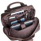 S-Zone Vintage Crazy Horse Genuine Leather Backpack Multi Pockets Travel Sports Bag