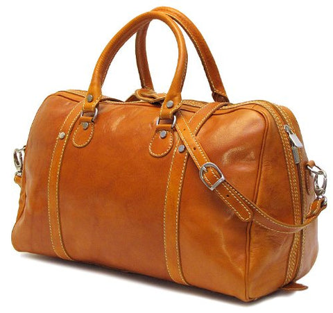 Floto Luggage Trastevere Duffle Leather Weekender, Orange, Medium