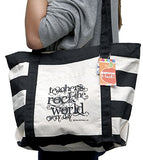 Teacher Peach "Teachers Rock" Canvas Tote Bag - Motivational Handbag With Pockets And Zipper - Best