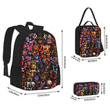 Five Nights At Freddy'S Backpack 3pcs Set Youth Boys Shoulder Bag Girls Bookbag With Lunch Bog Pencil Case Teens