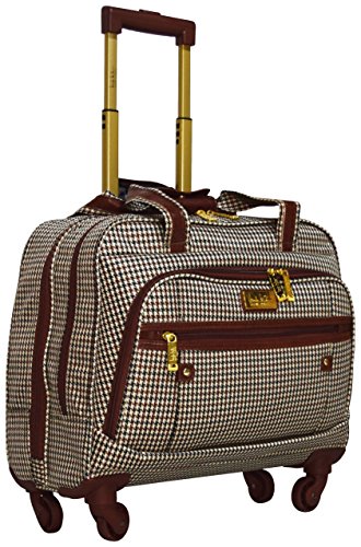 Nicole Miller New York Taylor Carry On Spinner Briefcase (Brown Plaid)