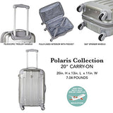 Travelers Club Polaris Hardside Metallic Spinner Luggage, Silver, Carry-On 20-Inch