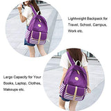 FLYMEI Cute Bookbags for Girls, Purple Canvas Backpack for Women, Teens Backpack for School, 15.6 Inch Laptop Backpack Lightweight Bookbag Casual Daypack for Travel