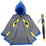 DC Comics Little Boys Batman or Superman Slicker and Umbrella Rainwear Set, Grey Batman, Age 4-5