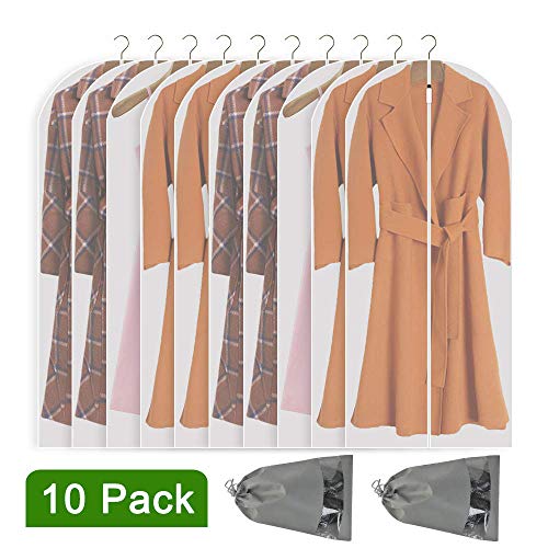 20 Pcs Clear Hanging Garment Bags-Moth Proof Garment Bags,Garment Cover, Dress Garment Bags Storage for Travel(40 inchx 24 inch), White