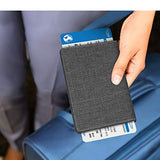 Fintie Passport Holder Travel Wallet RFID Blocking Fabric Card Case Cover, Denim Charcoal/Brown