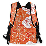 Casual Backpack,Hawaiian Tropical Climate Hibiscus Flowe,Business Daypack Schoolbag For Men Women Teen