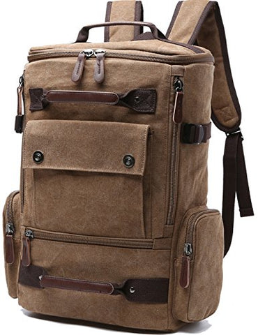 Canvas Backpack, Aidonger Vintage Canvas School Backpack Hiking Travel Rucksack Fits 15'' Laptop