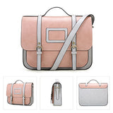 ECOSUSI Women Briefcase Vintage Crossbody Messenger Bag PU Leather Satchel Purse, Pink