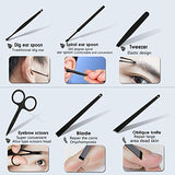 ONME 15Pcs Nail Clippers Set Pedicure Kit Stainless Steel Nail Clipper set, Professional Nail Scissors Grooming Kit Manicure Includes Cuticle Remover Tools With Portable Travel Case (Black)