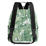 Watercolor Green Leaf Backpack School Travel Bag Daypack for Women Girls Boys