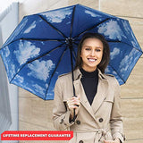 Repel Windproof Travel Umbrella with Teflon Coating (Blue Sky)