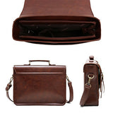 Ecosusi Women Vintage Faux Leather Messenger Shoulder Satchel Weekender Fashion Bag, Dark Brown