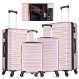 Apelila 4 Piece TSA Hardshell Luggage Sets,Expandable Travel Suitcase,Carry On Luggage with Spinner Wheels Free Cover&Hanger Inside (Rose Gold)