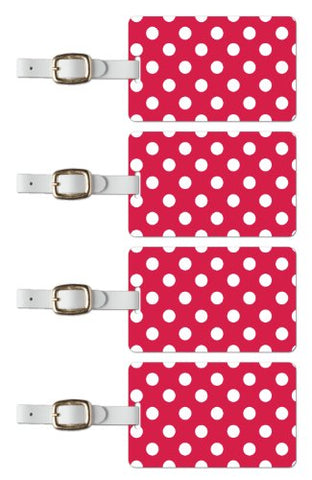 Tag Crazy Polka Premium Luggage Tags Set Of Four, Red, One Size