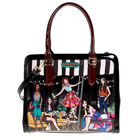 Nicole Lee Stylish Printed Women's Briefcase Spacious Satchel Bag Shoulder Bag, house Party
