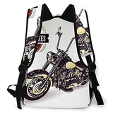 Casual Backpack,Chopper Customized Motorcycle With Club,Business Daypack Schoolbag For Men Women Teen