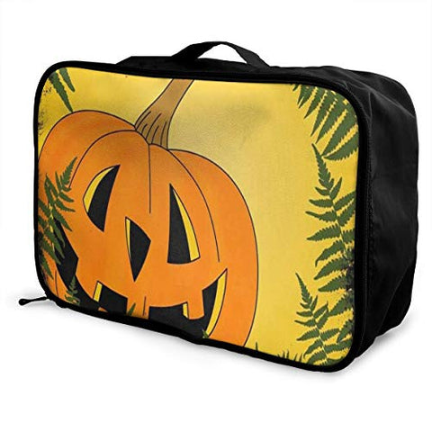Travel Bags Happy Halloween Funny Pumpkin Portable Tote Trolley Handle Luggage Bag