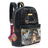 Denim Backpack With Fashion Design Multiple Compartments And Adjustable Straps