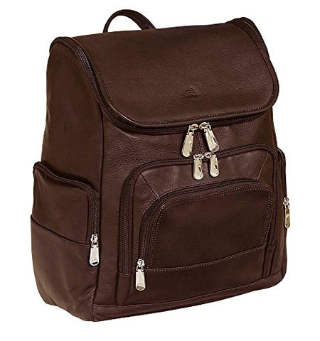 Mancini 15.6" Laptop Leather Backpack with RFID Secure Pocket in Brown