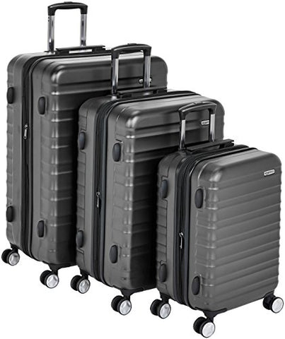 AmazonBasics Premium Hardside Spinner Luggage with Built-In TSA Lock - 3-Piece Set (20", 24", 28"), Black