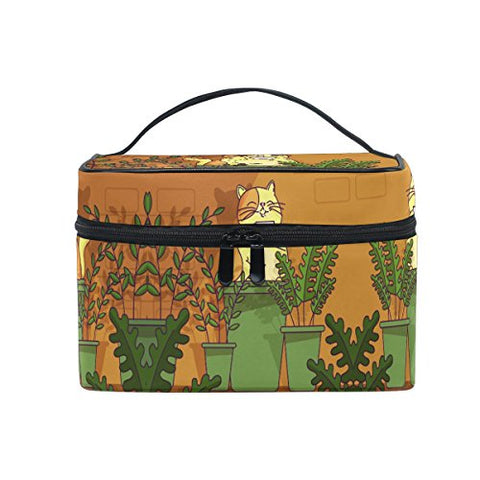 Makeup Bag Coffee Cat Travel Cosmetic Bags Organizer Train Case Toiletry Make Up Pouch